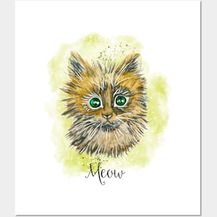 Cat Cute Watercolor Posters and Art